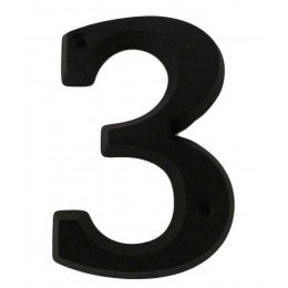 Chiffre 3 adhésif en zamak noir 80mm