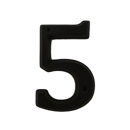 Chiffre 5 adhésif en zamak noir 80mm