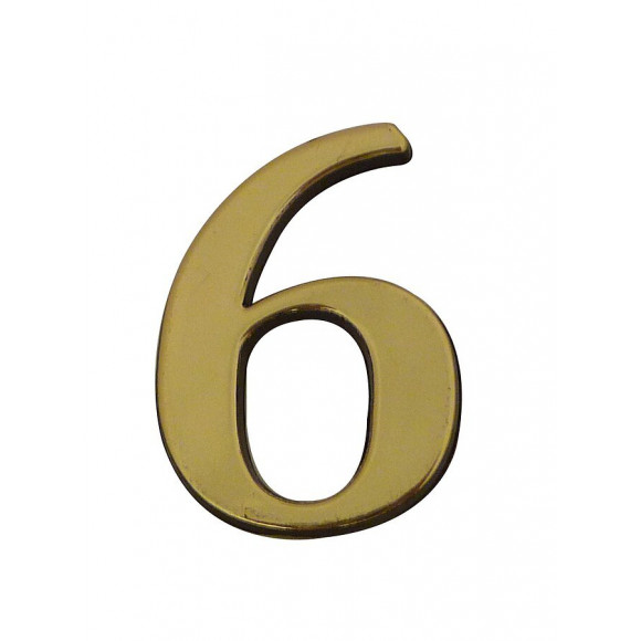Chiffre 6 adhésif en plastique doré 40mm