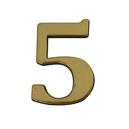 Chiffre 5 adhésif en plastique doré 40mm