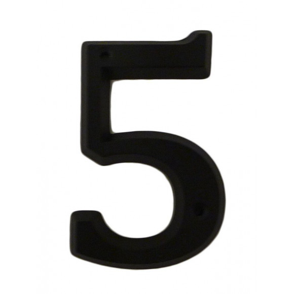 Chiffre 5 adhésif en zamak noir 80mm