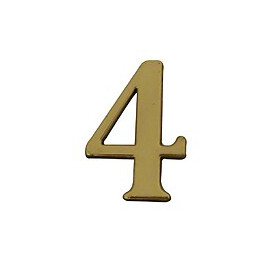 Chiffre 4 adhésif en plastique doré 40mm