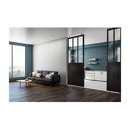 Cloison Fashion en kit noire, 3 verres trempés