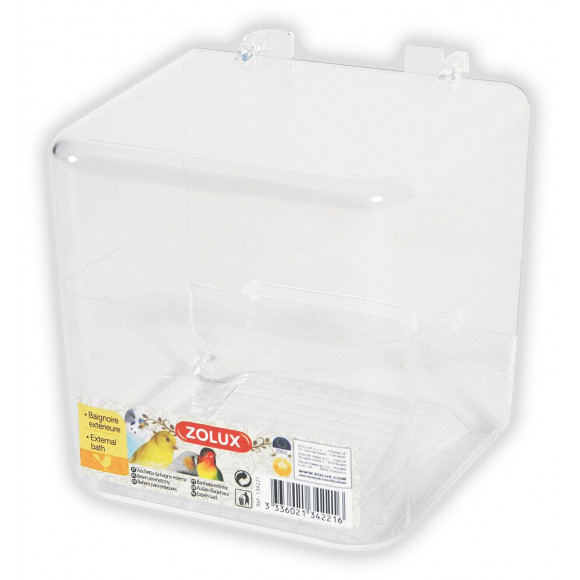 Baignoire extérieure pour oiseaux transparente