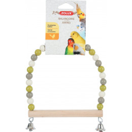 Balançoire pour oiseaux en perle avec perchoir en bois