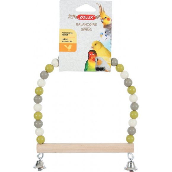Balançoire pour oiseaux en perle avec perchoir en bois