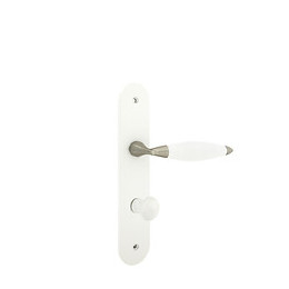 Poignée de porte Athena bois blanc condamnation entraxe 195mm