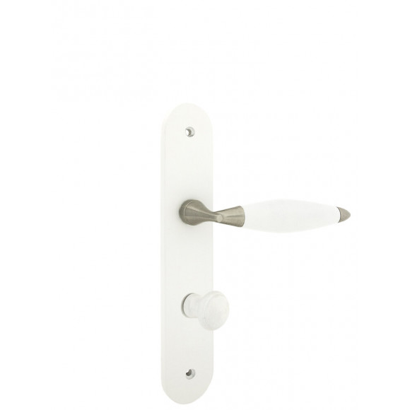 Poignée de porte Athena bois blanc condamnation entraxe 195mm