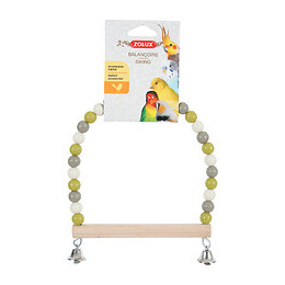 Balançoire pour oiseaux en perle avec perchoir en bois