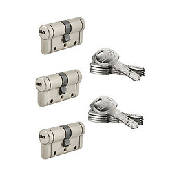 Lot 3 cylindres 12 goupilles nickelé 30x30mm 10 clés