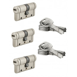 Lot 3 cylindres 12 goupilles nickelé 30x30mm 10 clés