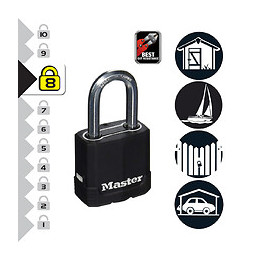 Cadenas haute sécurité à clé acier-zinc 49mm anse d.8xh.38mm 4 clés