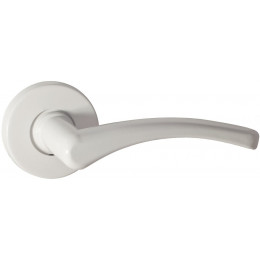 Ensemble de poignées de porte sur rosace Eva alu blanc bec de cane