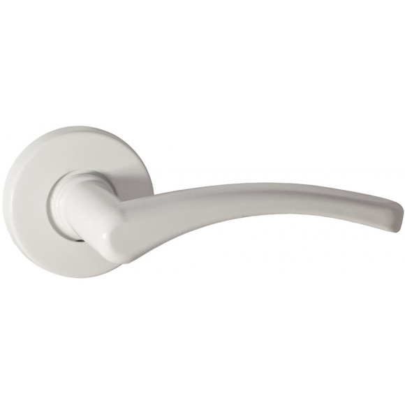 Ensemble de poignées de porte sur rosace Eva alu blanc bec de cane