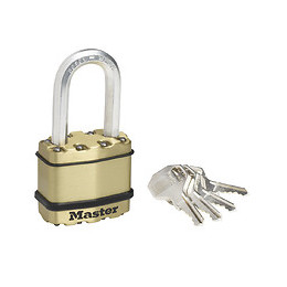 Cadenas à clé acier laminé finition laiton 45mm anse octo d.8xh.38mm