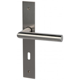 Garniture sur plaque Brunella alu nickel mat clé entraxe 195mm