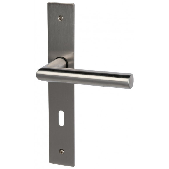 Garniture sur plaque Brunella alu nickel mat clé entraxe 195mm