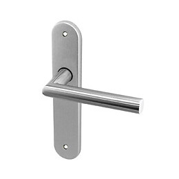 Ensemble de poignées de porte sur plaque Alba inox bec de cane 195mm