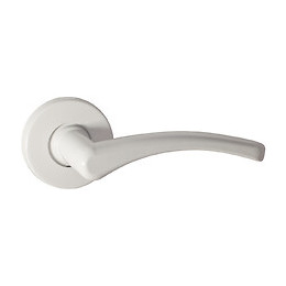 Ensemble de poignées de porte sur rosace Eva alu blanc bec de cane