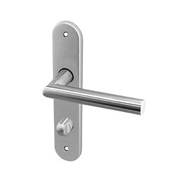 Ensemble de poignées de porte sur plaque Alba inox condamnation