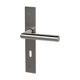 Garniture sur plaque Brunella alu nickel mat clé entraxe 195mm