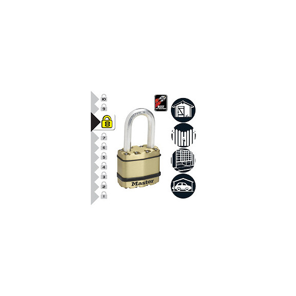 Cadenas à clé acier laminé finition laiton 45mm anse octo d.8xh.38mm