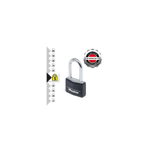 Cadenas à clé alu avec protection en vinyle noir 40mm anse d.6xh.38mm