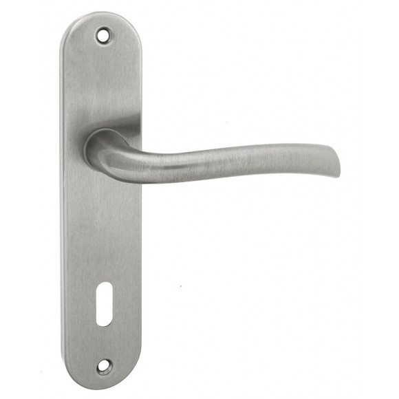 Poignée de porte Rhaspodie zamak nickel clé entraxe 165mm