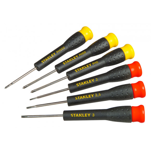 Micro tournevis STANLEY fente + phillips - jeu de 6 pcs