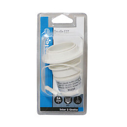 Douille E27 à interrupteur à tirette blanc