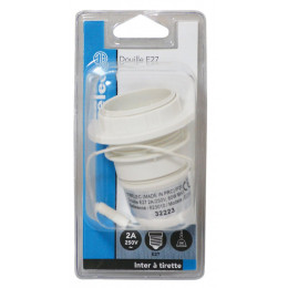 Douille E27 à interrupteur à tirette blanc