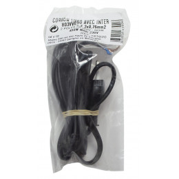 Cordon avec interrupteur et fiche longueur 1.5m noir