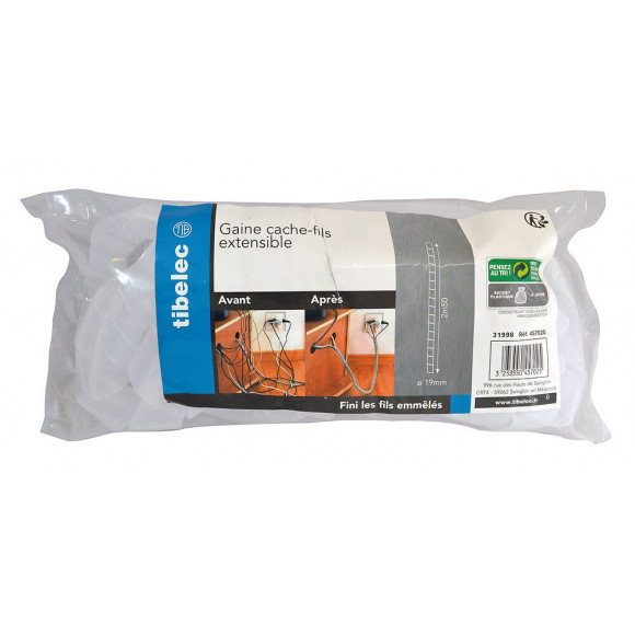 Gaine cahe fils pour rangement de câbles 2M50