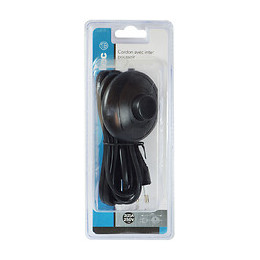 Cordon H03VVH 2F interrupteur pédale et fiche longueur 3m