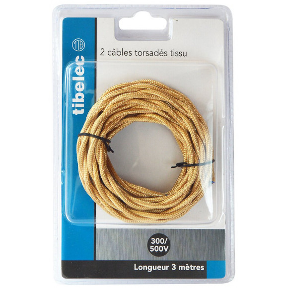 Fil rayonné torsadé de 3m 2x0.75mm² or