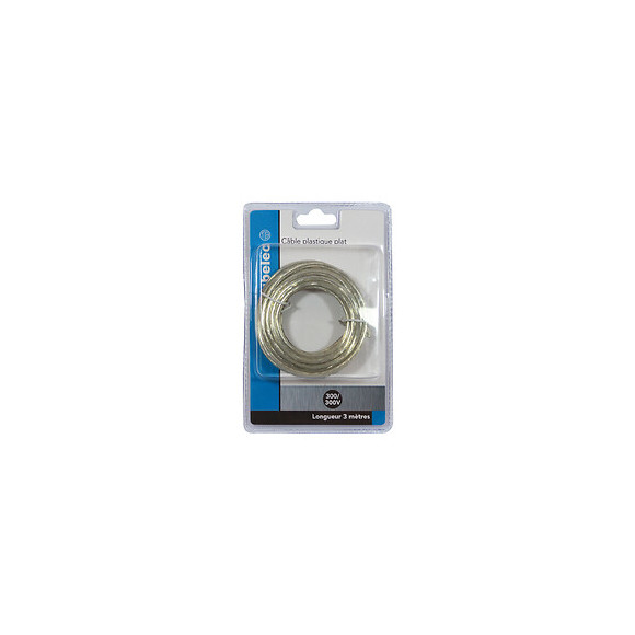 Fil électrique de 3m H03VVH-2F 2x0.75mm² translucide
