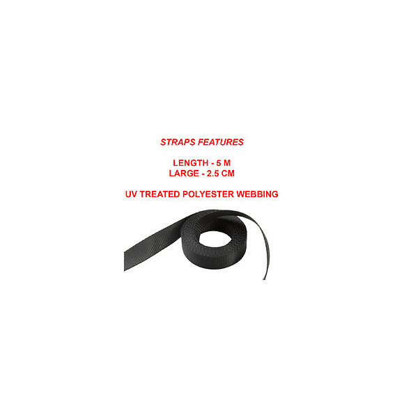 Sangle d'arrimage à crochets et boucle L.500xl.2.5cm