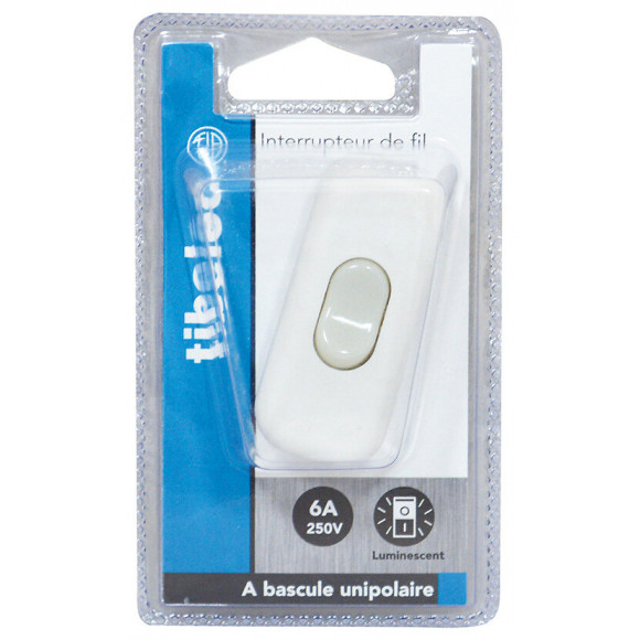 Interrupteur unipolaire lumineux 2A blanc