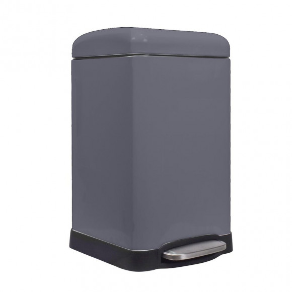 Poubelle de cuisine carrée grise en métal 20L