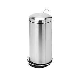 Poubelle de cuisine ronde à pédale inox 30L