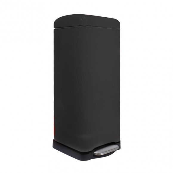 Poubelle de cuisine carrée noire en métal 30L
