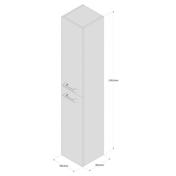 Colonne gris ardoise MDF 2 portes 170x30x30cm