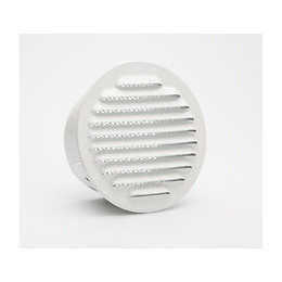 Grille d'aération aluminium blanc tube avec mousquetaire diamètre 15cm