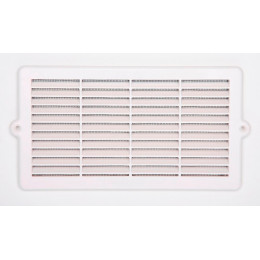 Grille d'aération ABS blanc à encastrer avec moustiquaire 10,7x21