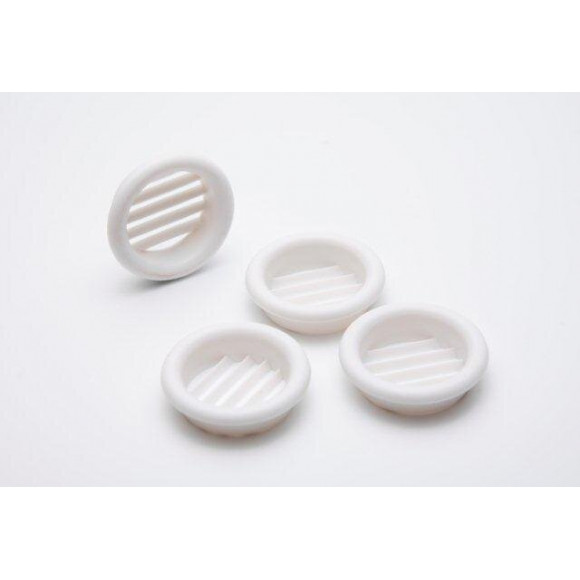 Lot 4 grilles ABS blanc à encastrer diamètre 3,2 cm