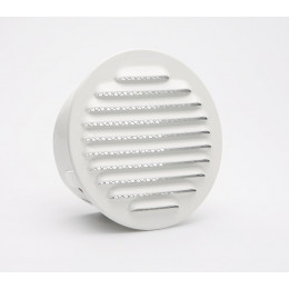 Grille d'aération aluminium blanc tube avec mousquetaire diamètre 11cm