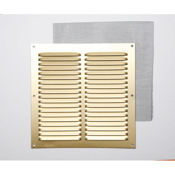 Grille d'aération aluminium or à visser 20x20cm
