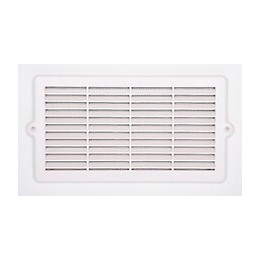 Grille d'aération ABS blanc à encastrer avec moustiquaire 10,7x21