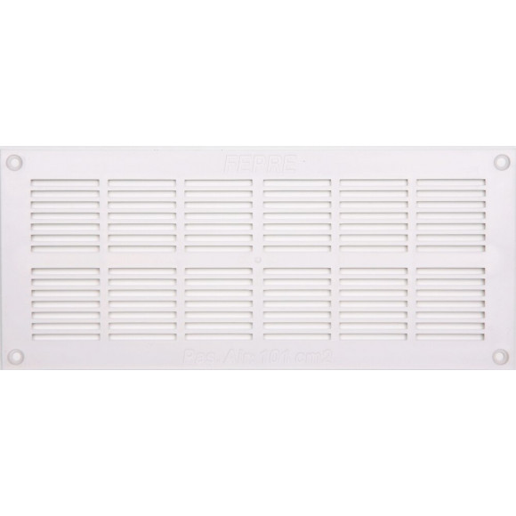 Grille d'aération ABS blanc à visser 11cm x25,5