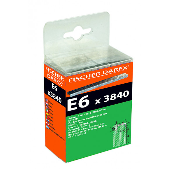 Agrafes type E 6mm x3840 gros conditionnement